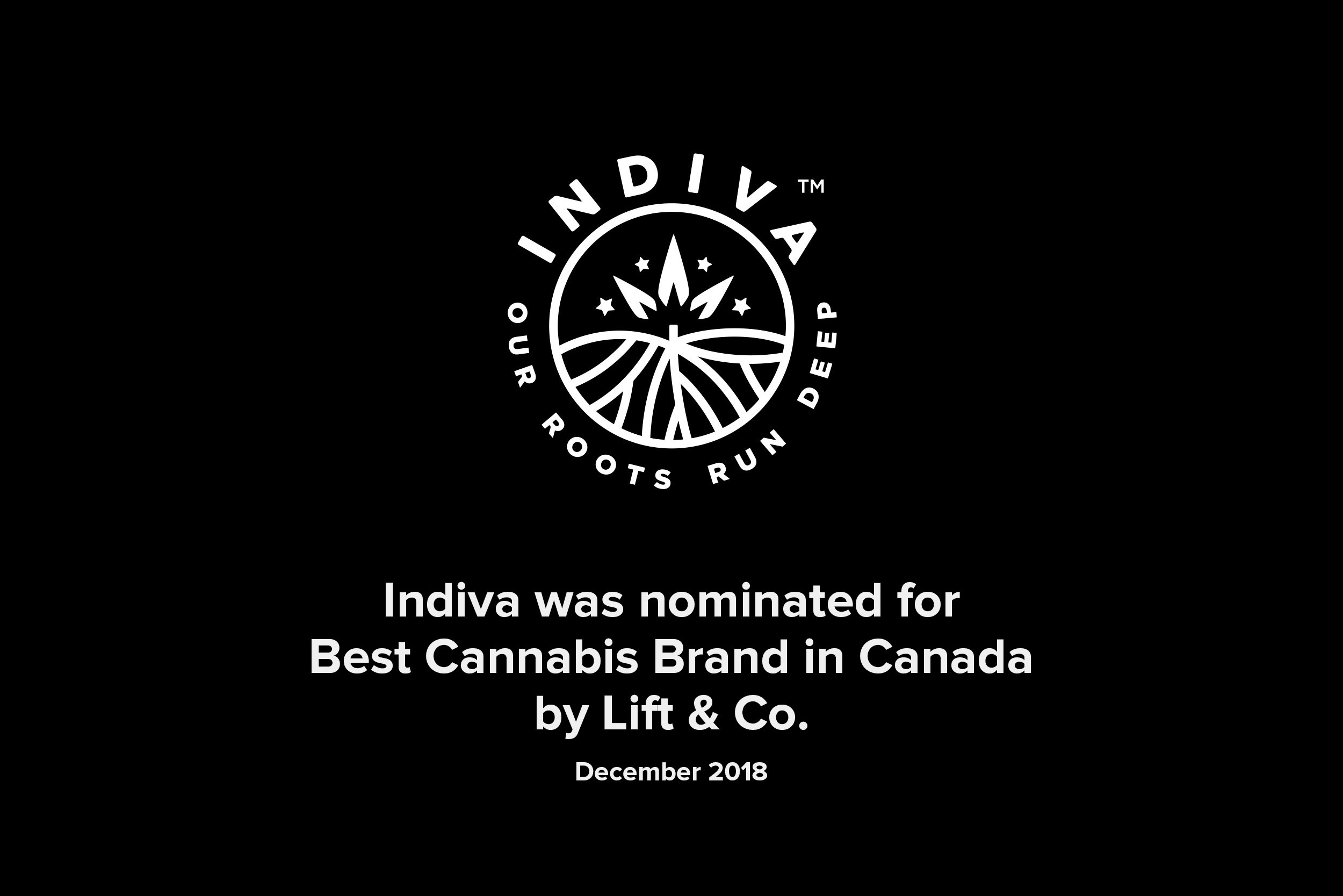 Best Cannabis Brand Nomination by Lift & Co. – Indiva